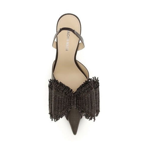MACH & MACH Brown Raffia Platform Pumps