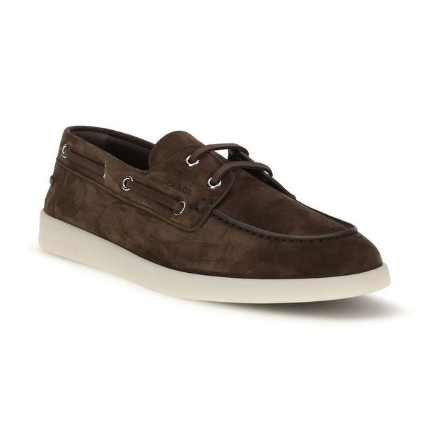 Prada Brown Calf Leather Bos Taurus Slip-On Loafers