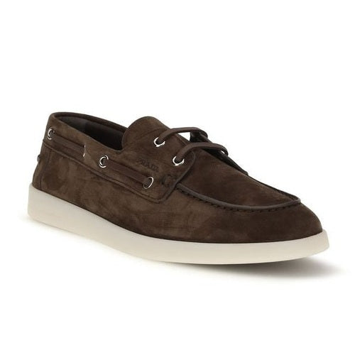 Prada Brown Calf Leather Bos Taurus Slip-On Loafers