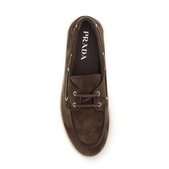 Prada Brown Calf Leather Bos Taurus Slip-On Loafers