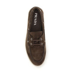 Prada Brown Calf Leather Bos Taurus Slip-On Loafers