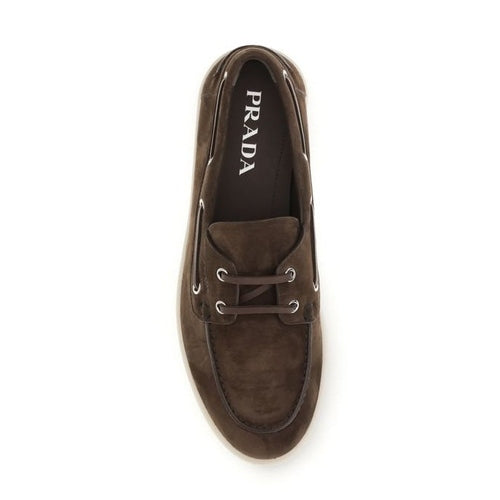 Prada Brown Calf Leather Bos Taurus Slip-On Loafers