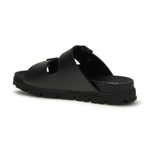 Prada Black Calf Leather Bos Taurus Flat Sandals