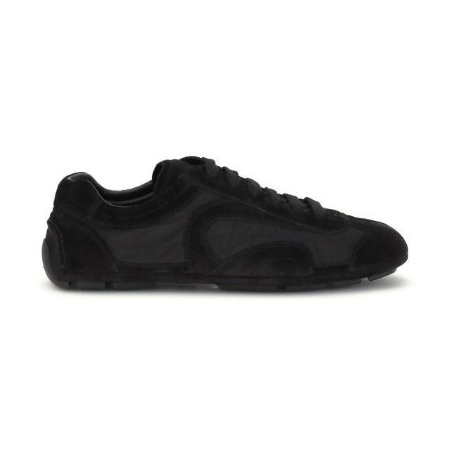 Prada Black Calf Leather Bos Taurus Athletic Sneakers