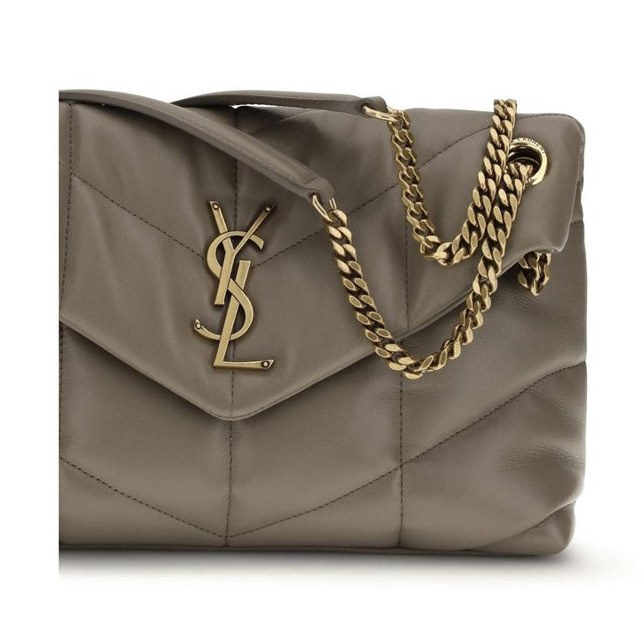 Saint Laurent Gray Lamb Leather Shoulder Bag