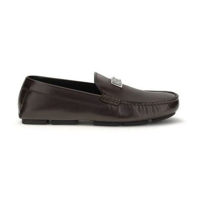 Dolce & Gabbana Black Calf Leather Bos Taurus Slip-On Loafers