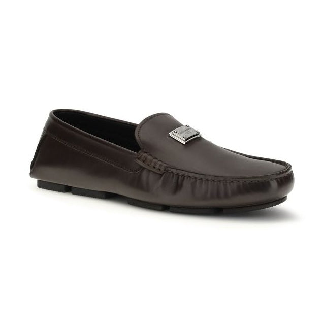 Dolce & Gabbana Black Calf Leather Bos Taurus Slip-On Loafers
