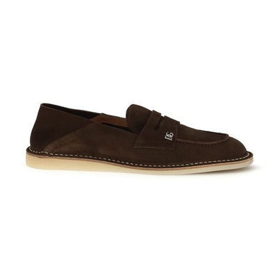 Dolce & Gabbana Brown Calf Leather Bos Taurus Slip-On Loafers