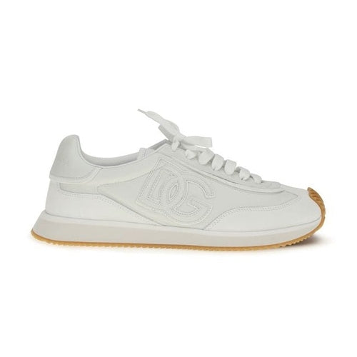 Dolce & Gabbana White Calf Leather Bos Taurus Athletic Sneakers