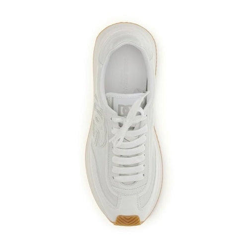 Dolce & Gabbana White Calf Leather Bos Taurus Athletic Sneakers