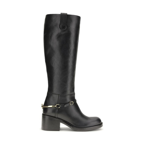Chloé Black Calf Leather Bos Taurus Lace-Up Boots