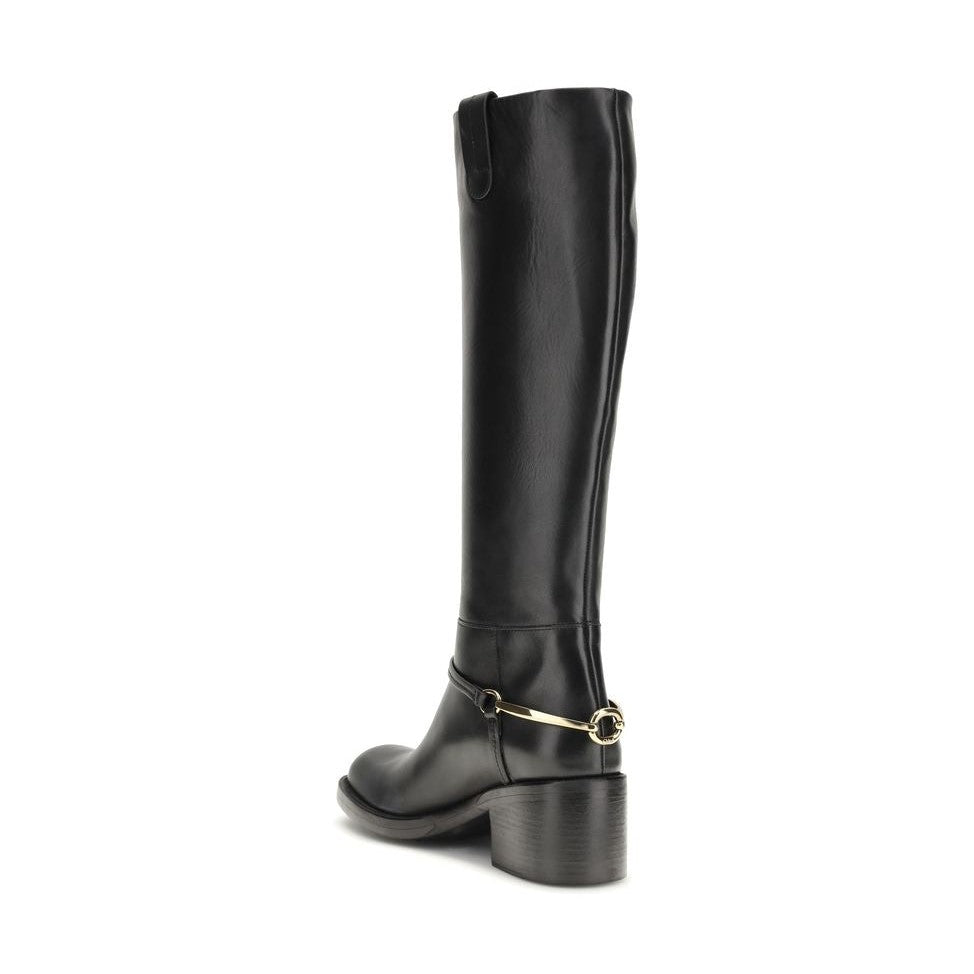 Chloé Black Calf Leather Bos Taurus Lace-Up Boots