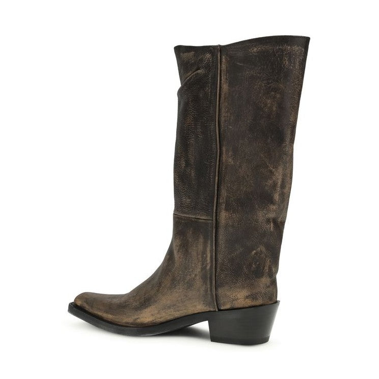 Khaite Brown Calf Leather Bos Taurus Boots