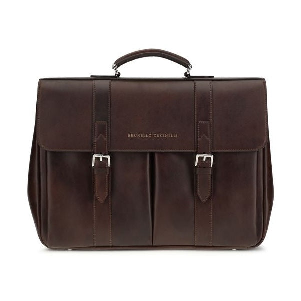 Brunello Cucinelli Bordeaux Calf Leather Bos Taurus Luggage And Travel