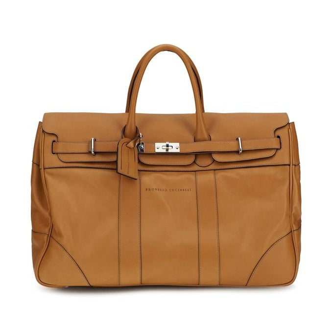 Brunello Cucinelli Brown Calf Leather Bos Taurus Luggage And Travel