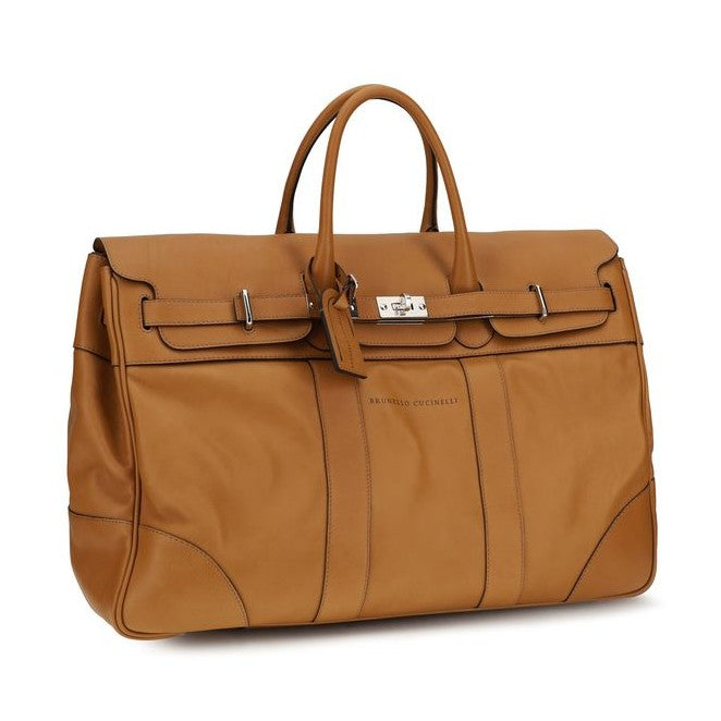 Brunello Cucinelli Brown Calf Leather Bos Taurus Luggage And Travel