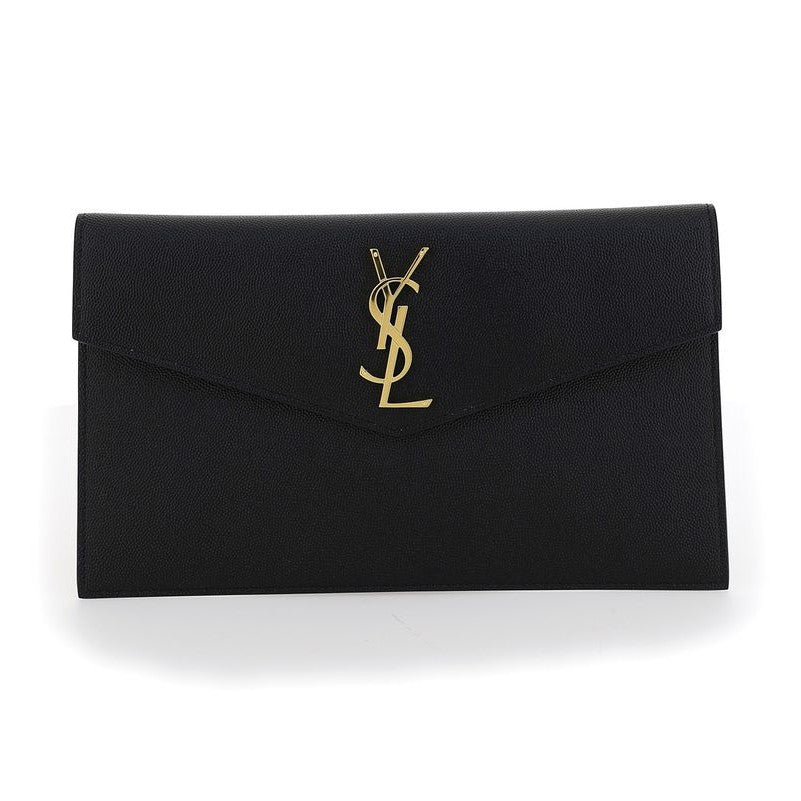 Saint Laurent Black Calf Leather Bos Taurus Clutch Bag