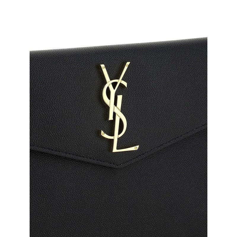 Saint Laurent Black Calf Leather Bos Taurus Clutch Bag