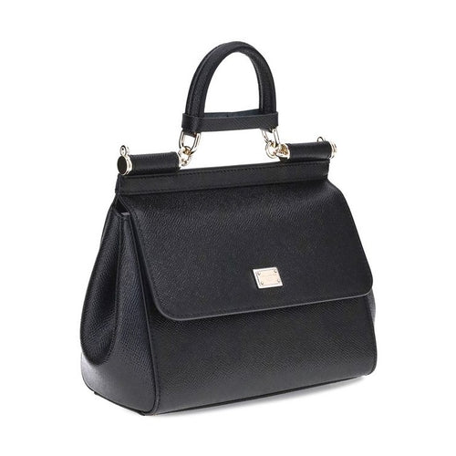 Dolce & Gabbana Black Calf Leather Bos Taurus Shoulder Bag