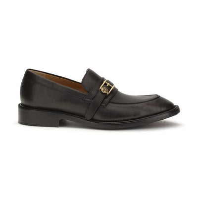 Versace Black Calf Leather Bos Taurus Slip-On Loafers