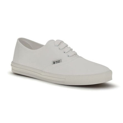 Prada White Cotton Low Top Sneakers