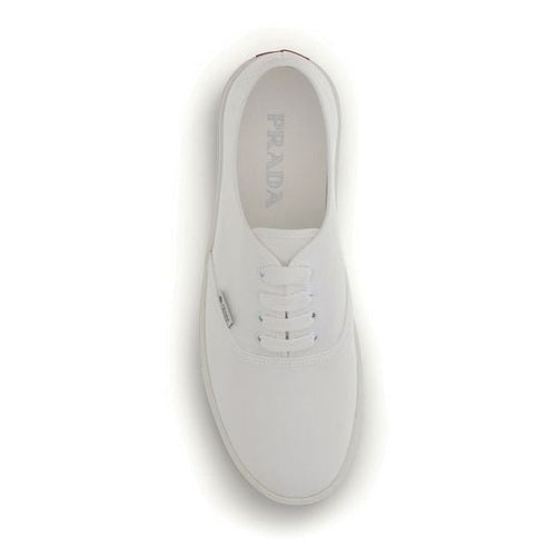 Prada White Cotton Low Top Sneakers