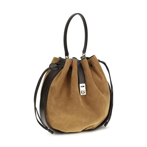 Ferragamo Brown Calf Leather Bos Taurus Backet Bag