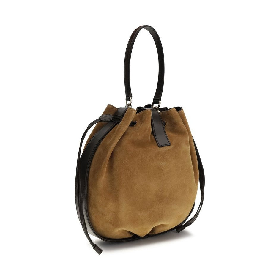 Ferragamo Brown Calf Leather Bos Taurus Backet Bag