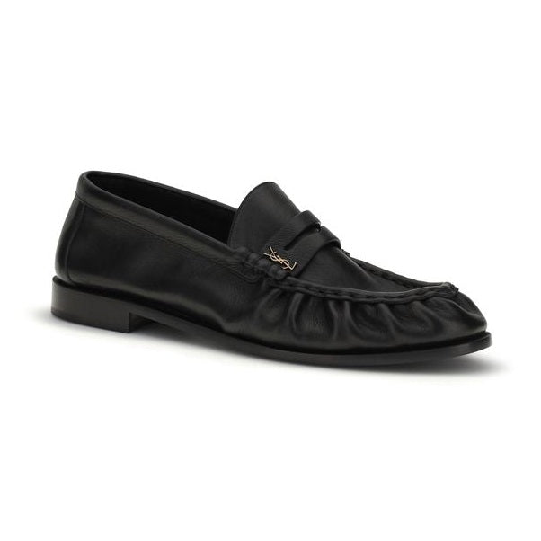 Saint Laurent Black Calf Leather Bos Taurus Slip-On Loafers