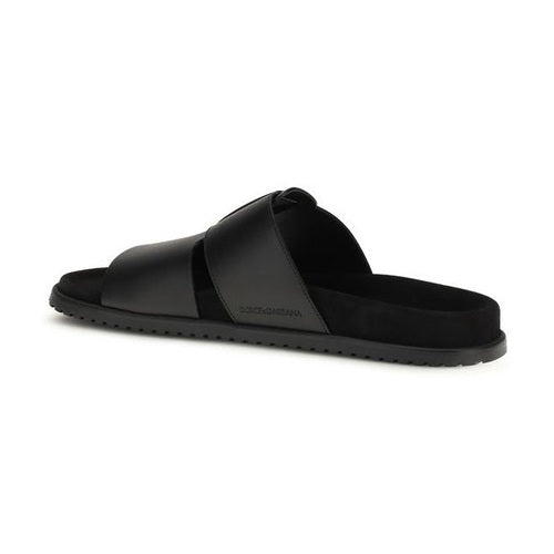 Dolce & Gabbana Black Calf Leather Bos Taurus Sandals