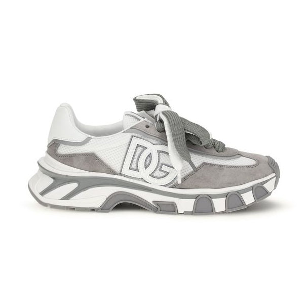 Dolce & Gabbana Gray Calf Leather Bos Taurus Athletic Sneakers