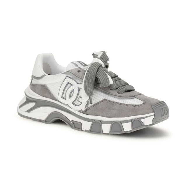 Dolce & Gabbana Gray Calf Leather Bos Taurus Athletic Sneakers
