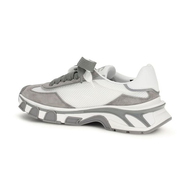 Dolce & Gabbana Gray Calf Leather Bos Taurus Athletic Sneakers