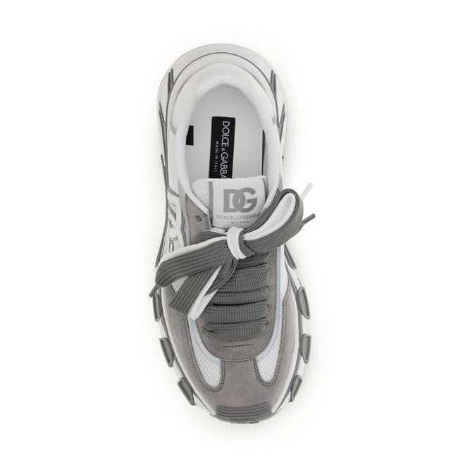 Dolce & Gabbana Gray Calf Leather Bos Taurus Athletic Sneakers