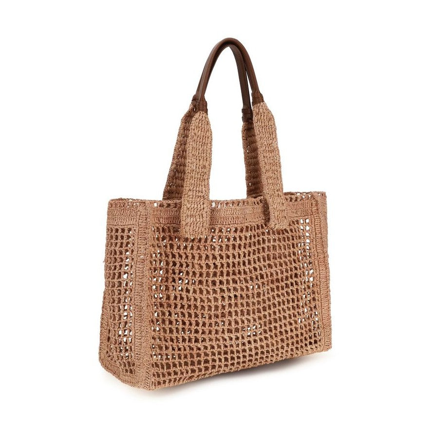 Chloé Beige Raffia Shoulder Bag