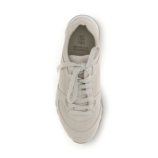 Brunello Cucinelli Beige Calf Leather Bos Taurus Low Top Sneakers