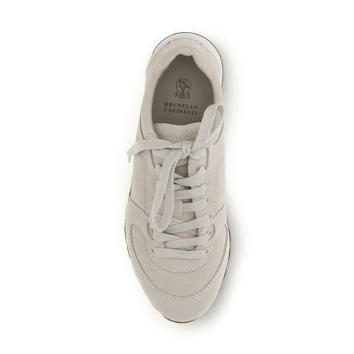 Brunello Cucinelli Beige Calf Leather Bos Taurus Low Top Sneakers