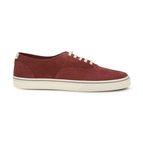 Brunello Cucinelli Bordeaux Calf Leather Bos Taurus Low Top Sneakers