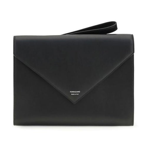 Ferragamo Black Calf Leather Bos Taurus Wallet