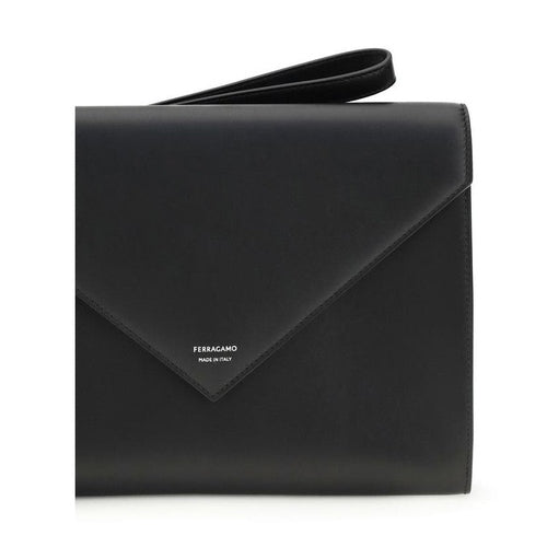 Ferragamo Black Calf Leather Bos Taurus Wallet