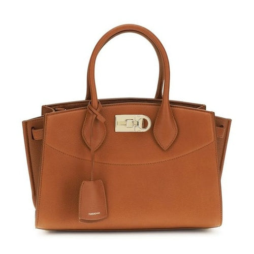 Ferragamo Brown Calf Leather Bos Taurus Handbag
