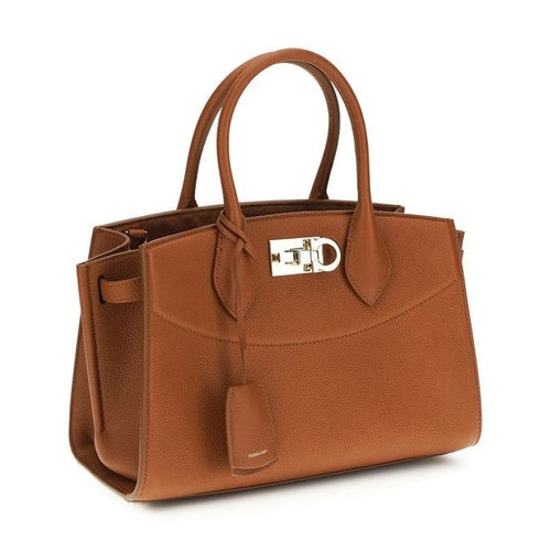 Ferragamo Brown Calf Leather Bos Taurus Handbag