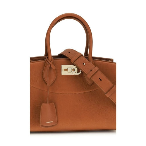 Ferragamo Brown Calf Leather Bos Taurus Handbag