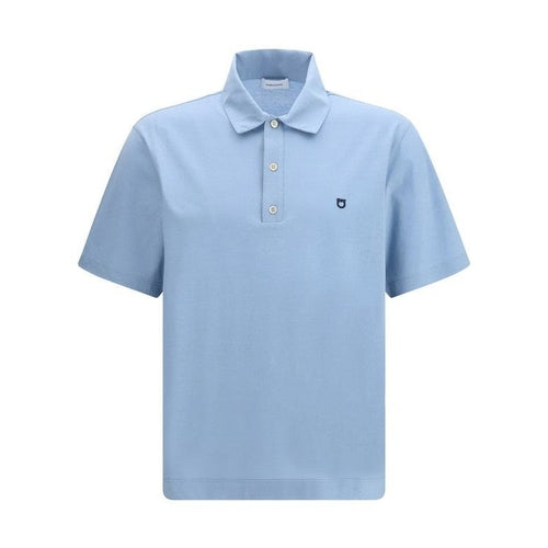 Ferragamo Blue Cotton Polo Shirt