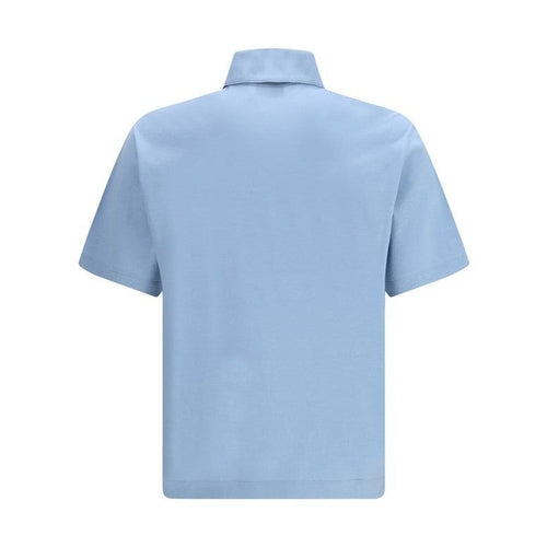 Ferragamo Blue Cotton Polo Shirt