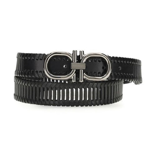 Ferragamo Black Calf Leather Bos Taurus Regular Belt