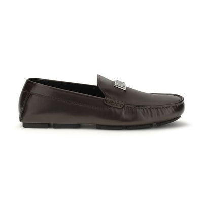 Dolce & Gabbana Brown Calf Leather Bos Taurus Slip-On Loafers