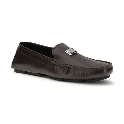 Dolce & Gabbana Brown Calf Leather Bos Taurus Slip-On Loafers