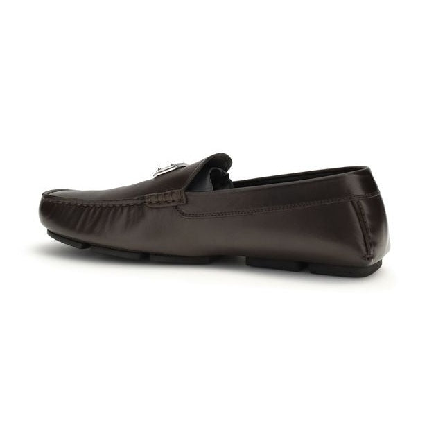 Dolce & Gabbana Brown Calf Leather Bos Taurus Slip-On Loafers