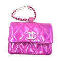 Chanel Iridescent Pink Quilted Leather Pouch